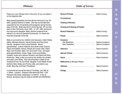 Robin 4-Sided Graduated Funeral Program Template.