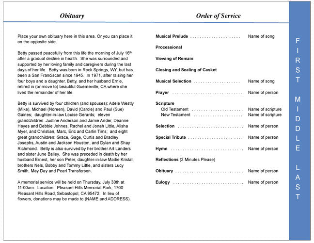Angel 4-Sided Graduated Funeral Program Template.