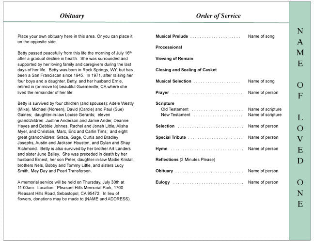 Angelina 4-Sided Graduated Funeral Program Template.