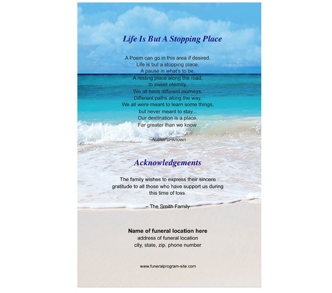 Caribbean 4-Sided Graduated Funeral Program Template.