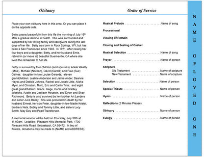 Caribbean 4-Sided Graduated Funeral Program Template.