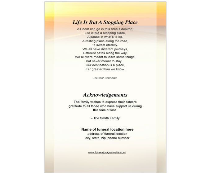 Summit 4-Sided Graduated Funeral Program Template.