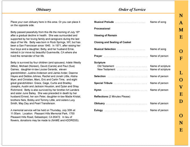 Summit 4-Sided Graduated Funeral Program Template.