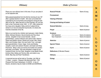 Summit 4-Sided Graduated Funeral Program Template.