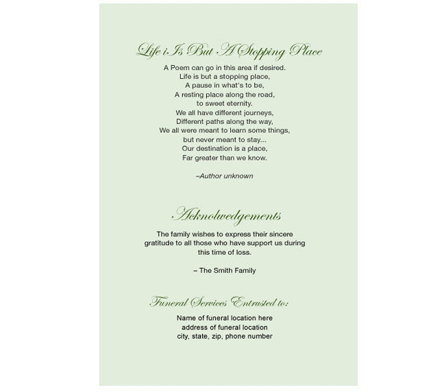 Modern Dove 4-Sided Graduated Funeral Program Template.