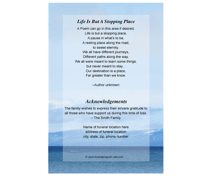 Tahoe 4-Sided Graduated Funeral Program Template.