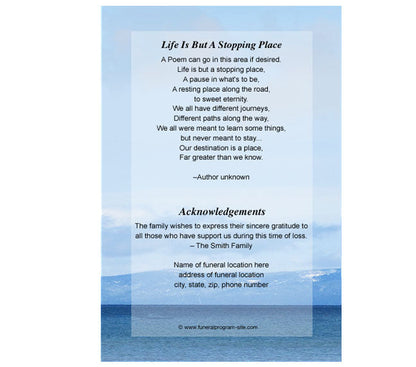 Tahoe 4-Sided Graduated Funeral Program Template.