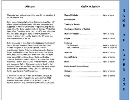 Tahoe 4-Sided Graduated Funeral Program Template.
