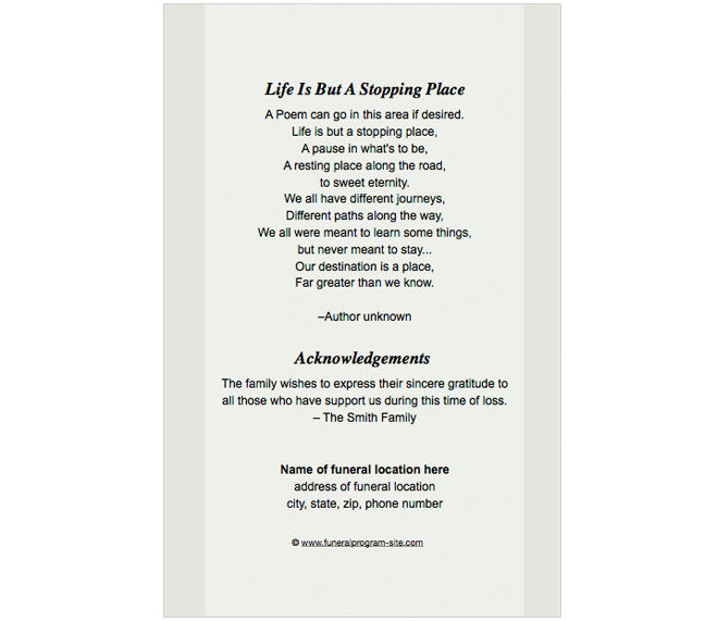 Bridge 4-Sided Graduated Funeral Program Template.