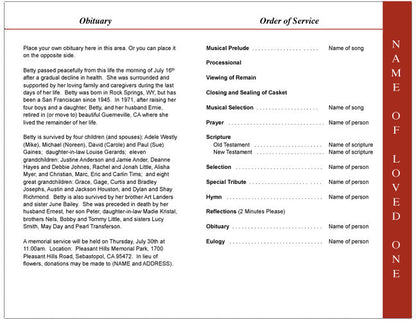 Crimson 4-Sided Graduated Funeral Program Template.