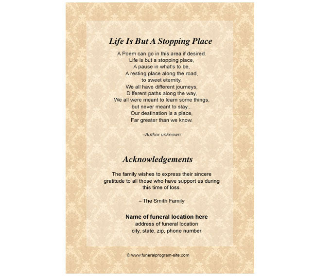 Topaz 4-Sided Graduated Funeral Program Template.