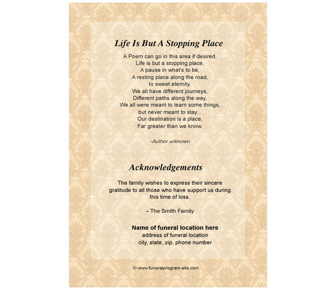 Topaz 4-Sided Graduated Funeral Program Template.