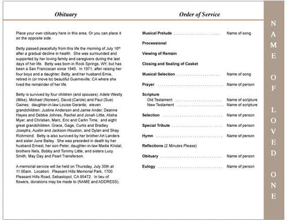 Topaz 4-Sided Graduated Funeral Program Template.