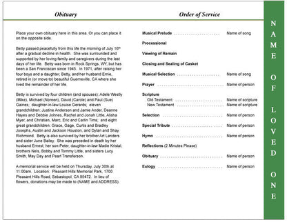 Shamrock 4-Sided Graduated Funeral Program Template.