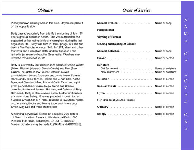 Ambience Letter 4-Sided Graduated Funeral Program Template.