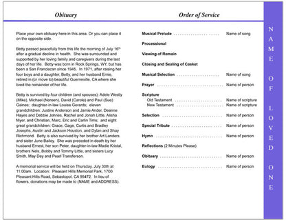 Ambience Letter 4-Sided Graduated Funeral Program Template.