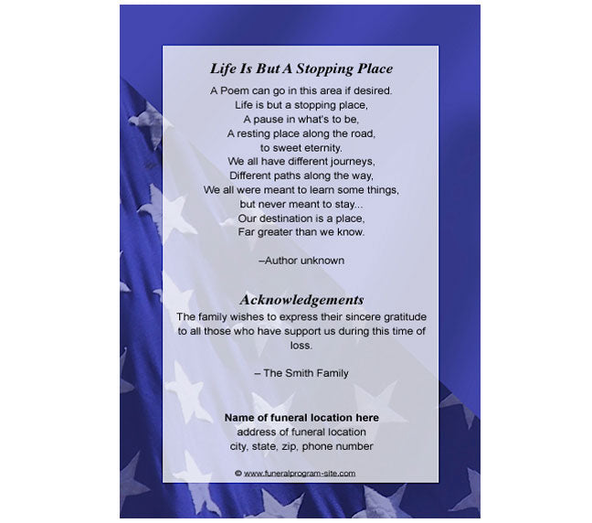 Freedom 8-Sided Graduated Funeral Program Template.