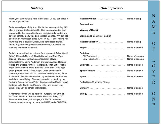 Mary 4-Sided Graduated Funeral Program Template.