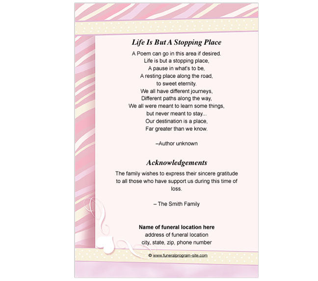 Carly 4-Sided Graduated Funeral Program Template.