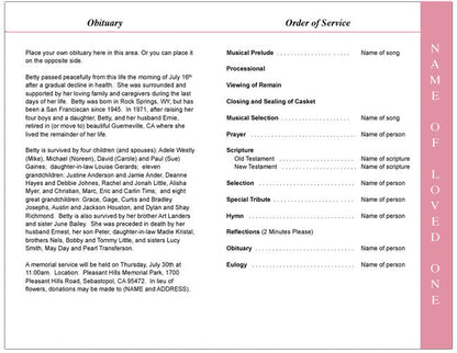 Carly 4-Sided Graduated Funeral Program Template.