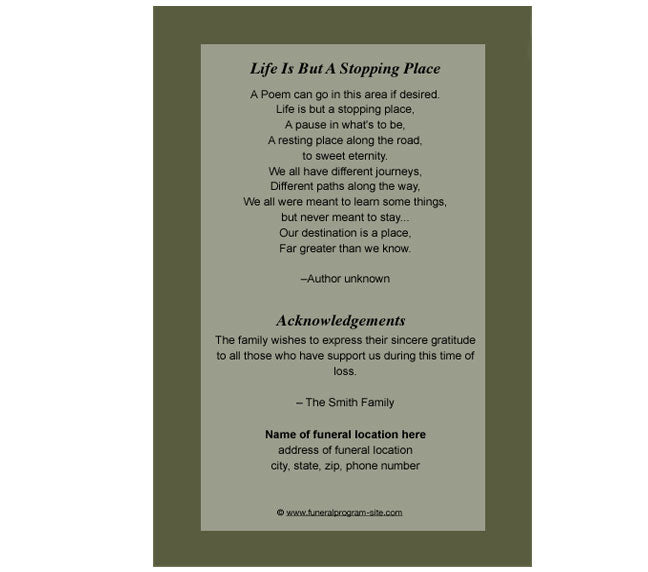 Fall 4-Sided Graduated Funeral Program Template.