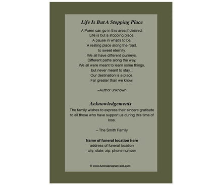 Fall 4-Sided Graduated Funeral Program Template.