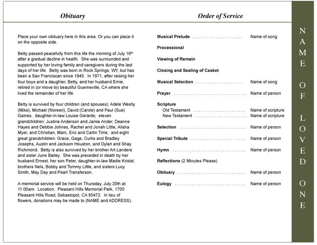 Fall 4-Sided Graduated Funeral Program Template.