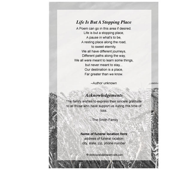 Heartland 4-Sided Graduated Funeral Program Template.