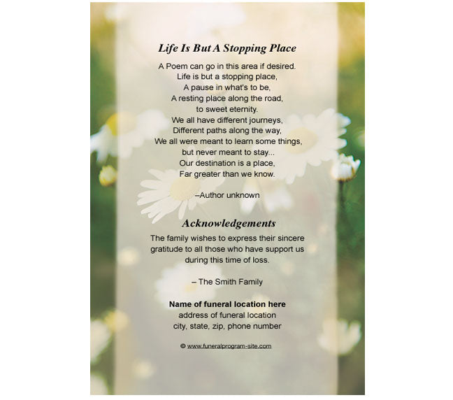 Morning 4-Sided Graduated Funeral Program Template.