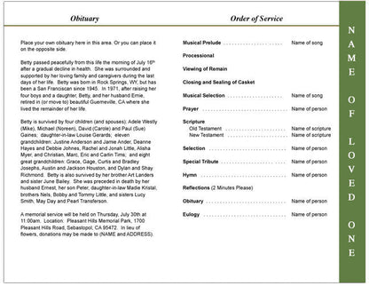 Morning 4-Sided Graduated Funeral Program Template.