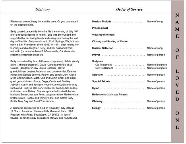 Mountain 4-Sided Graduated Funeral Program Template.