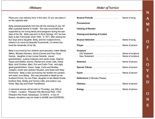 Rosary 4-Sided Graduated Funeral Program Template.