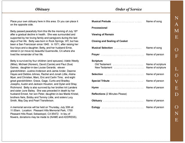 Fruition 4-Sided Graduated Funeral Program Template.