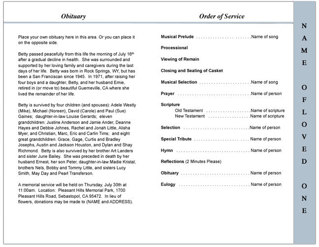 Angler 4-Sided Graduated Funeral Program Template.