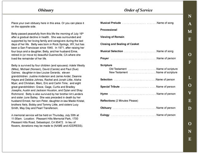 Hunter 4-Sided Graduated Funeral Program Template.