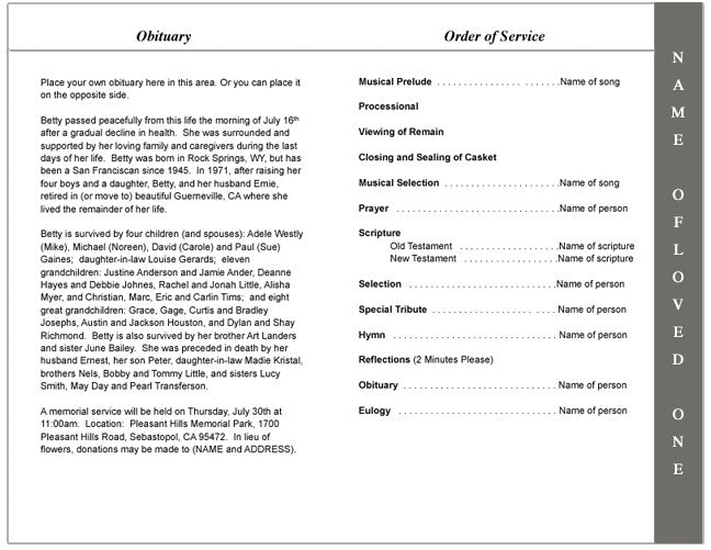 Flight 4-Sided Graduated Funeral Program Template.