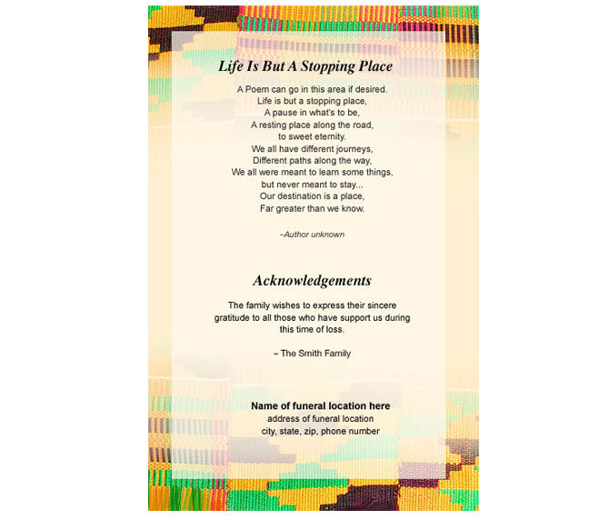 Ashanti 4-Sided Graduated Funeral Program Template.