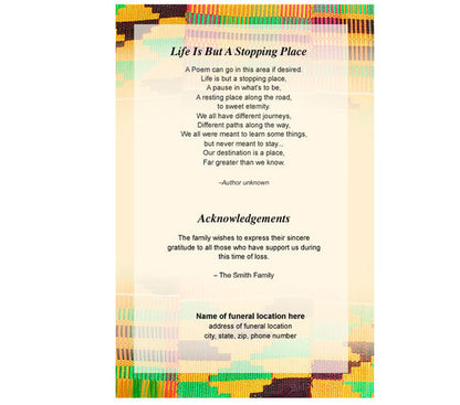 Ashanti 4-Sided Graduated Funeral Program Template.