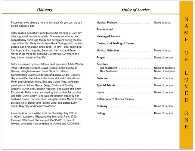 Ashanti 4-Sided Graduated Funeral Program Template.