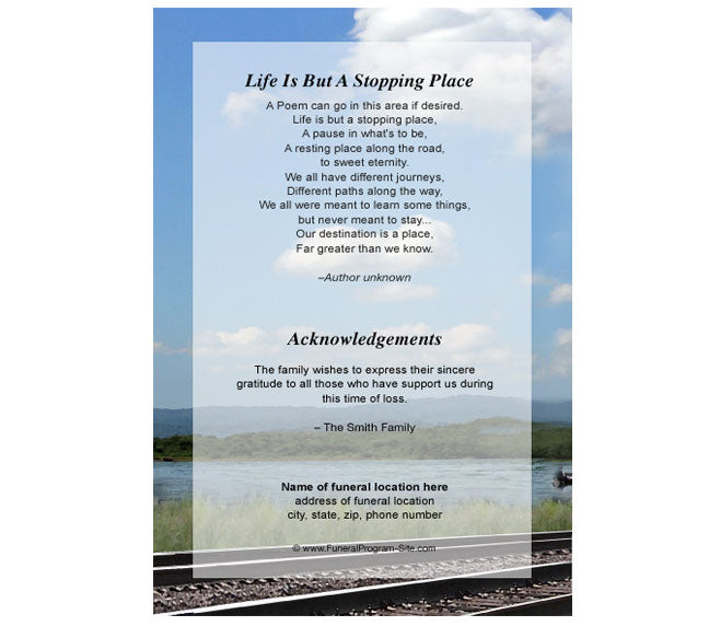 Train 4-Sided Graduated Funeral Program Template.