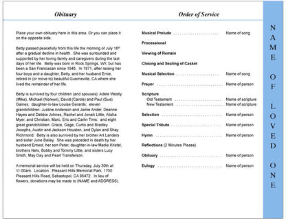 Holy 4-Sided Graduated Funeral Program Template.
