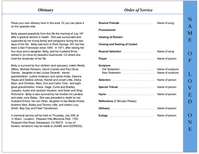 Devout 4-Sided Graduated Funeral Program Template.