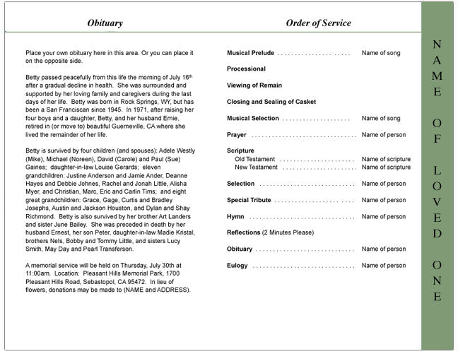 Faith 4-Sided Funeral Graduated Program Template.