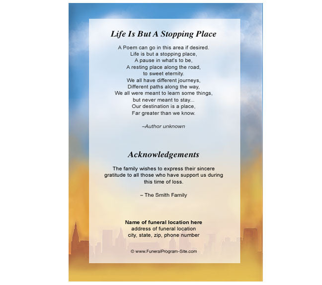 Policeman 4-Sided Graduated Funeral Program Template.