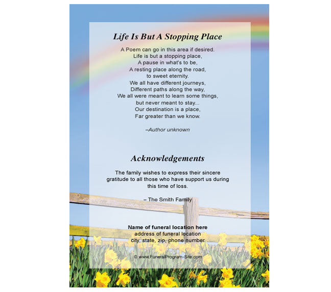 Rainbow 4-Sided Graduated Funeral Program Template.