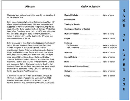 Rainbow 4-Sided Graduated Funeral Program Template.