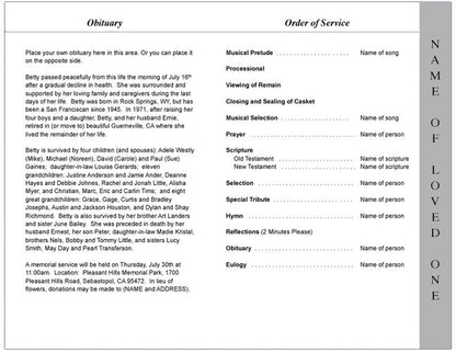 Lifetime 4-Sided Graduated Funeral Program Template.