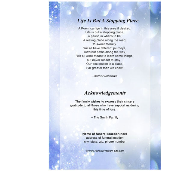 Glitter 4-Sided Graduated Funeral Program Template.