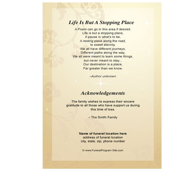 Crossing 8-Sided Graduated Funeral Program Template.