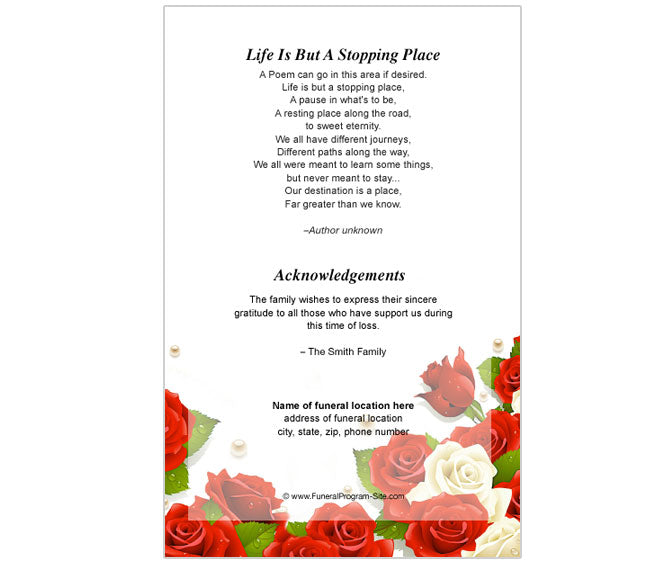 Diva 4-Sided Graduated Funeral Program Template.